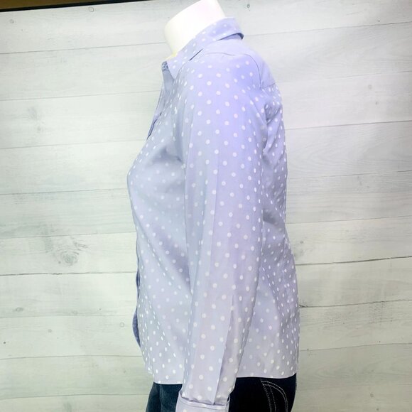 Chicos Womens Dot Jacquard Shirt No Iron Lavender Purple Cotton Size 1 | M - Picture 9 of 15